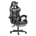 Comfortable racing gaming chair with massage {black and grey}