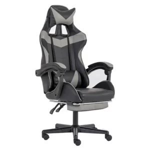 Comfortable racing gaming chair with massage {black and grey}